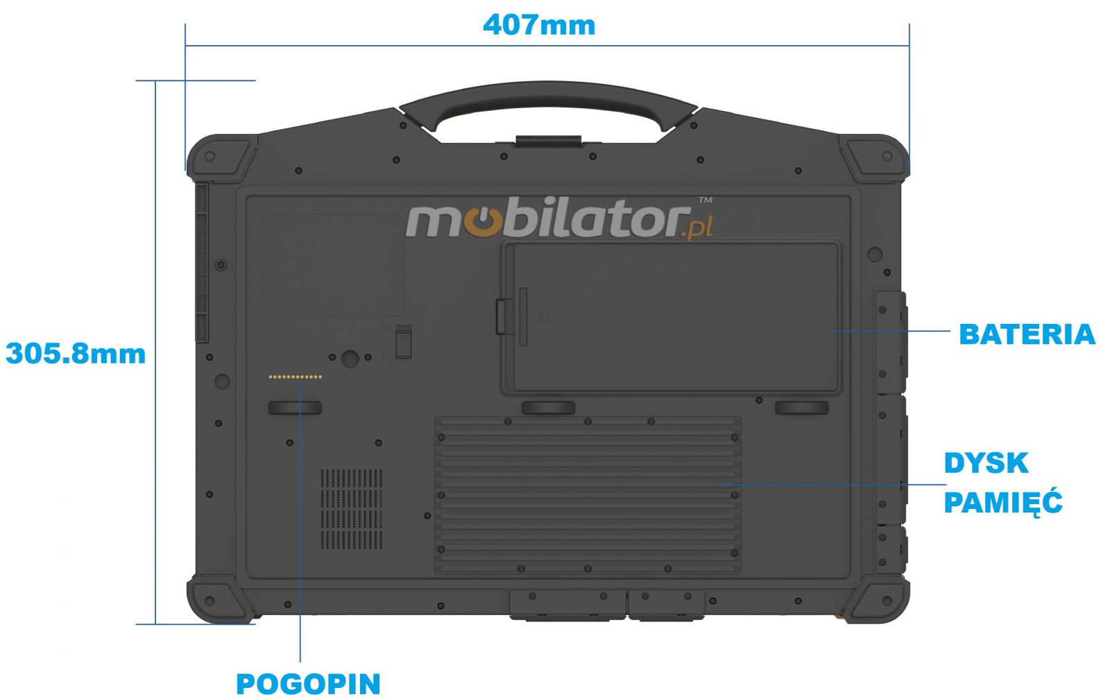 Emdoor X15A wstrzsoodporny przemysowy laptop Windows 11 IP65 Intel SSD